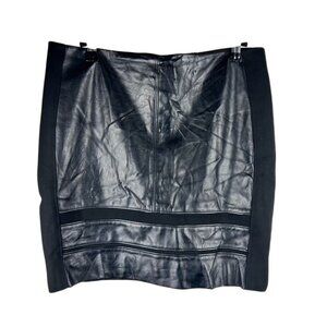 White House Black Market Faux Leather Pencil Skirt Size 4 Black Stretch